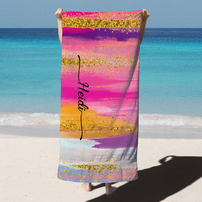 Personalized Rainbow Name Beach Towel