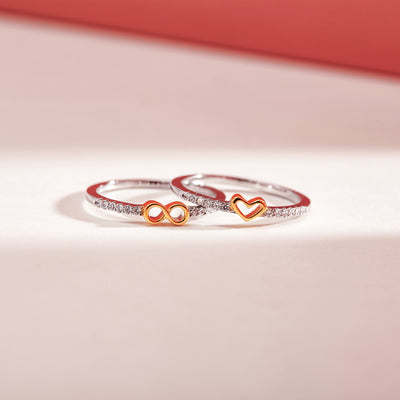 MOTHER & DAUGHTER INFINITY HEART RING SET