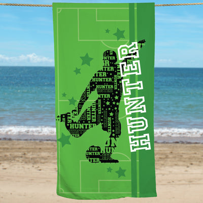 Word-Art Personalized Sports Player Beach Towel
