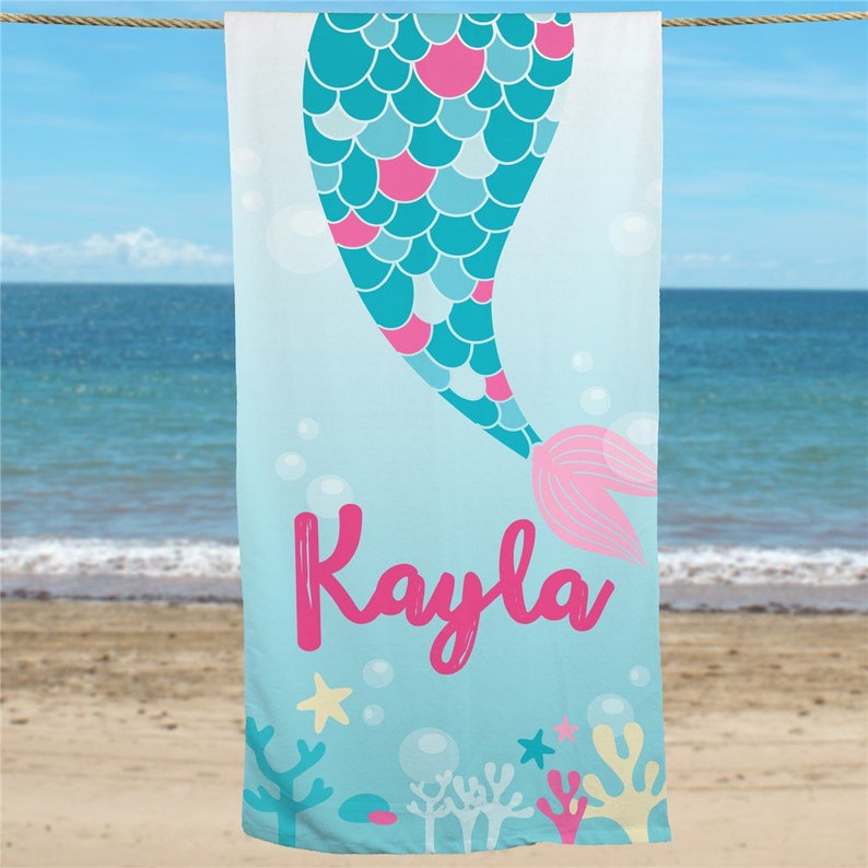 Personalized Mermaid Tail Beach Towel