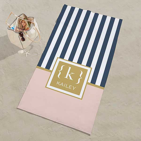 Classy Monogram Personalized Beach Towel
