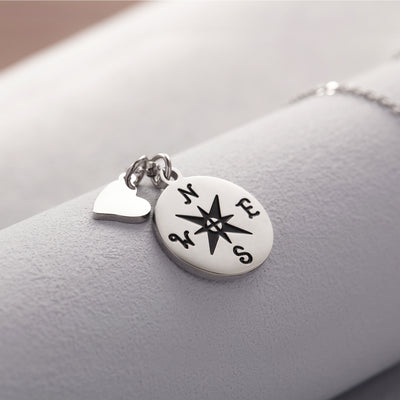 MOVE CONFIDENTLY COMPASS HEART NECKLACE