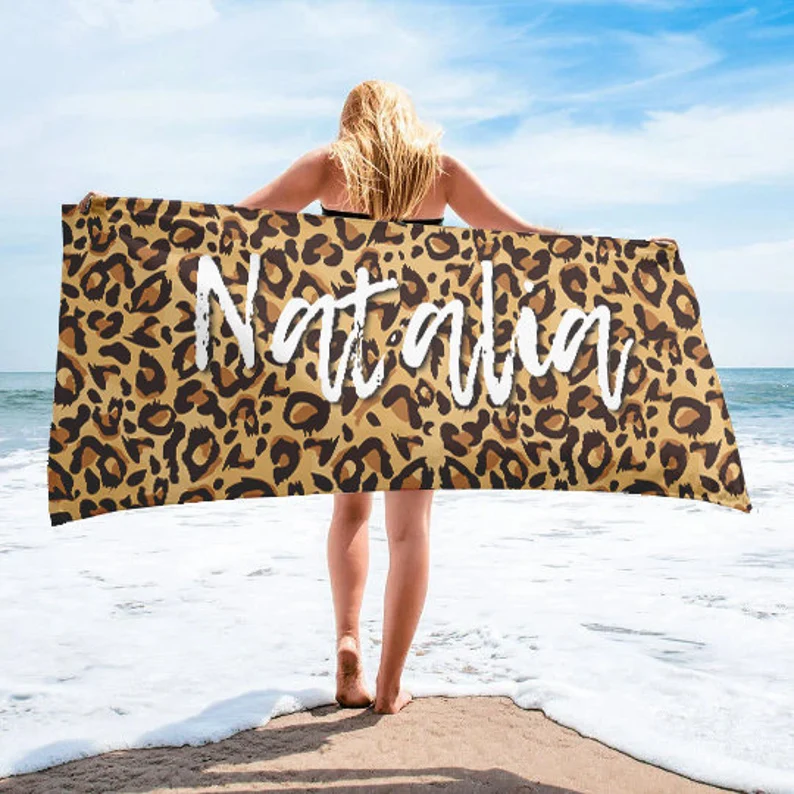 Leopard Print Style Personalized Beach Towel