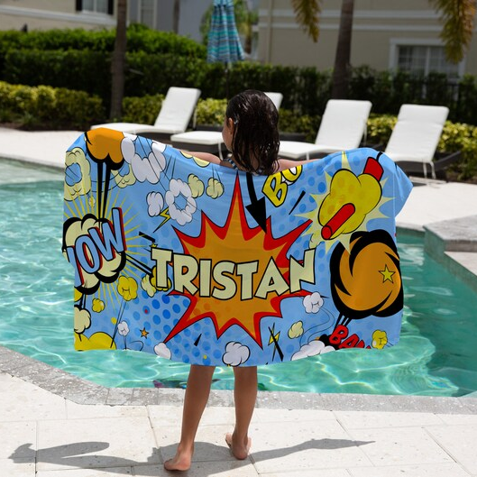 Superhero Comic Personalized Towel for Kids
