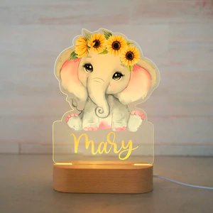 Personalisierte Tiernachtlampe-Sunflower Elephant Ⅳ53