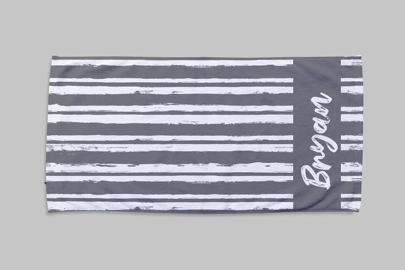 Script Line Style Personalized Beach Towel