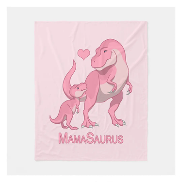 MamaSaurus T-Rex and Baby Girl Dinosaurs Fleece Blanket A79