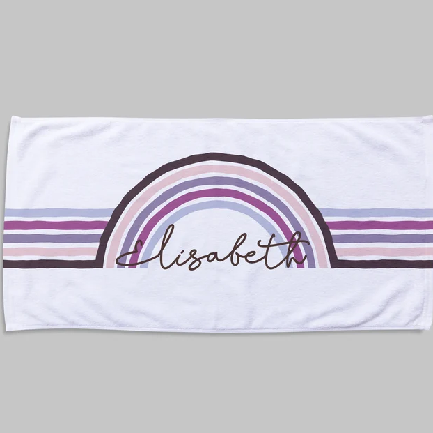 Personalized Rainbow Design Beach Towel