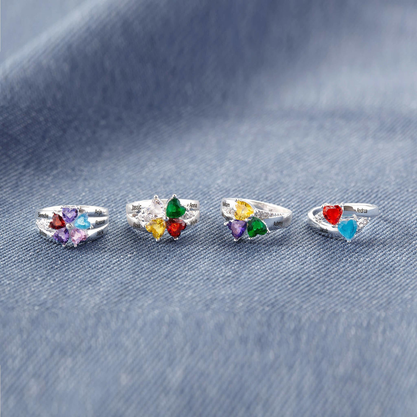 PERSONALIZED 2-5 NAMES & BIRTHSTONES RING
