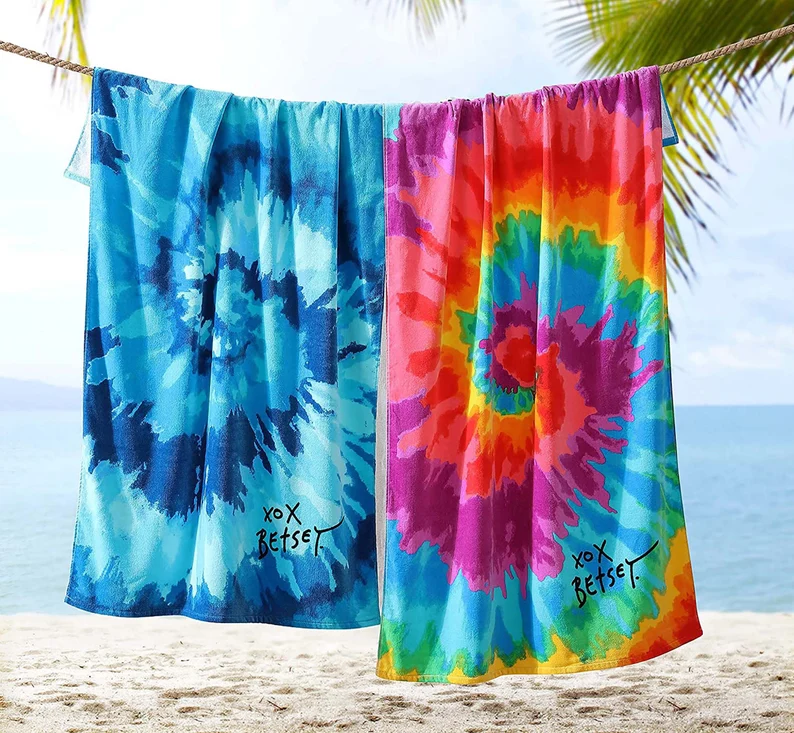 Tie Dye Beach Towel, Blue Navy Summer Towel B78