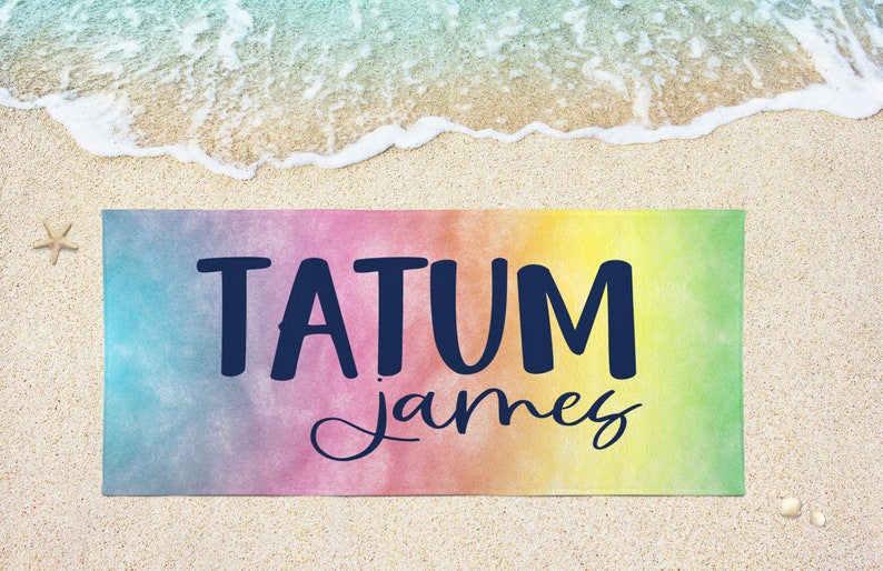 Personalized Rainbow Name Beach Towel
