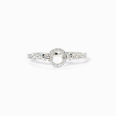DAINTY PAVE CIRCLE RING-DEAR DAUGHTER LIFE IS A CIRCLE OF GOOD TIMES & BAD TIMES