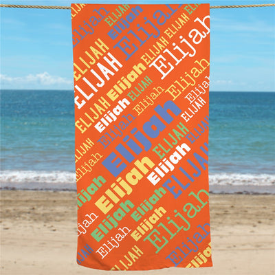 Personalized Kid's Word Art Beach Towel B07