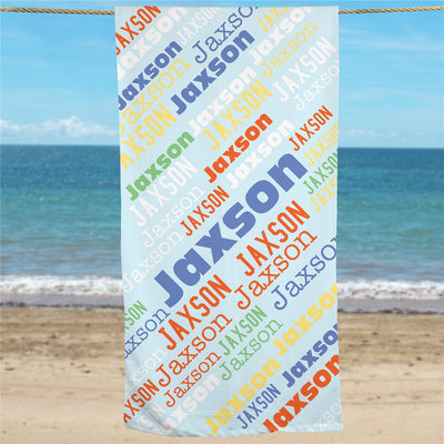 Personalized Kid's Word Art Beach Towel B07