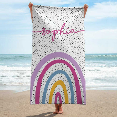 Personalized Rainbow Beach Towel
