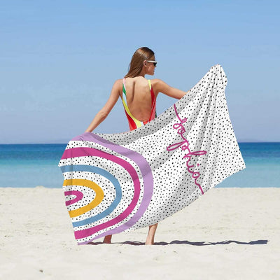 Personalized Rainbow Beach Towel