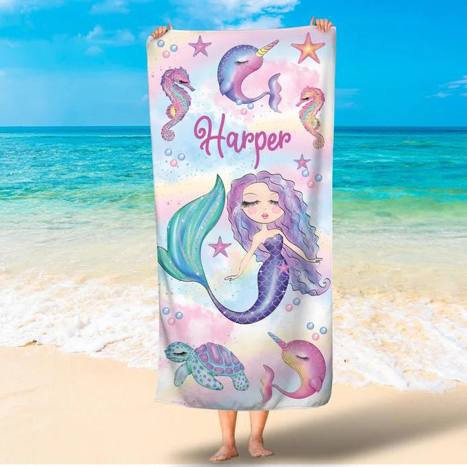 Personalized mermaid towel for kids