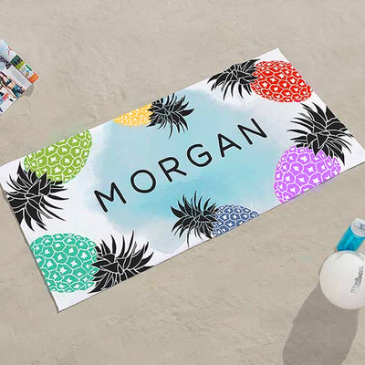 Pineapple Party Personalized 30x60 Beach Towel