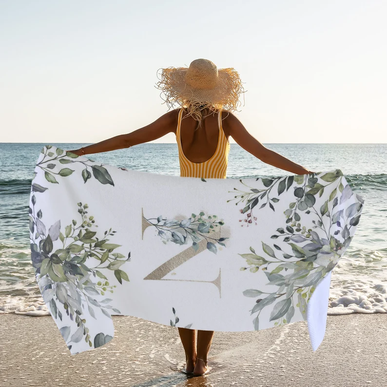 Bride Towel, Custom Beach Towel with Your Name  B69