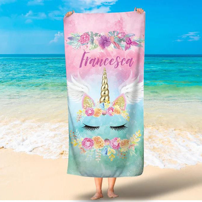 Personalized unicorn horn towel for kids