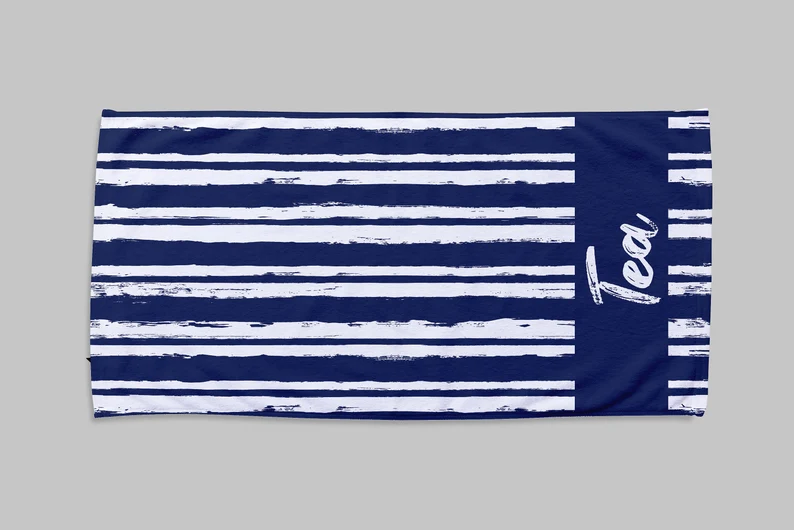 Script Line Style Personalized Beach Towel