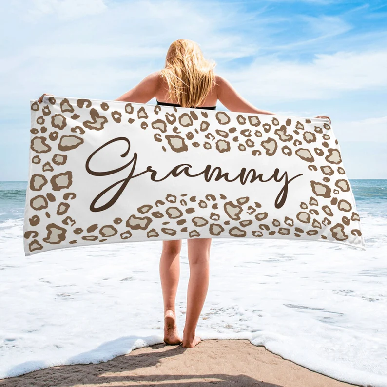 Personalized Leopard Beach Towel