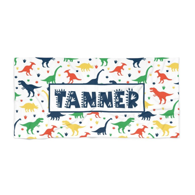 Colorful Dinos Personalized Towel