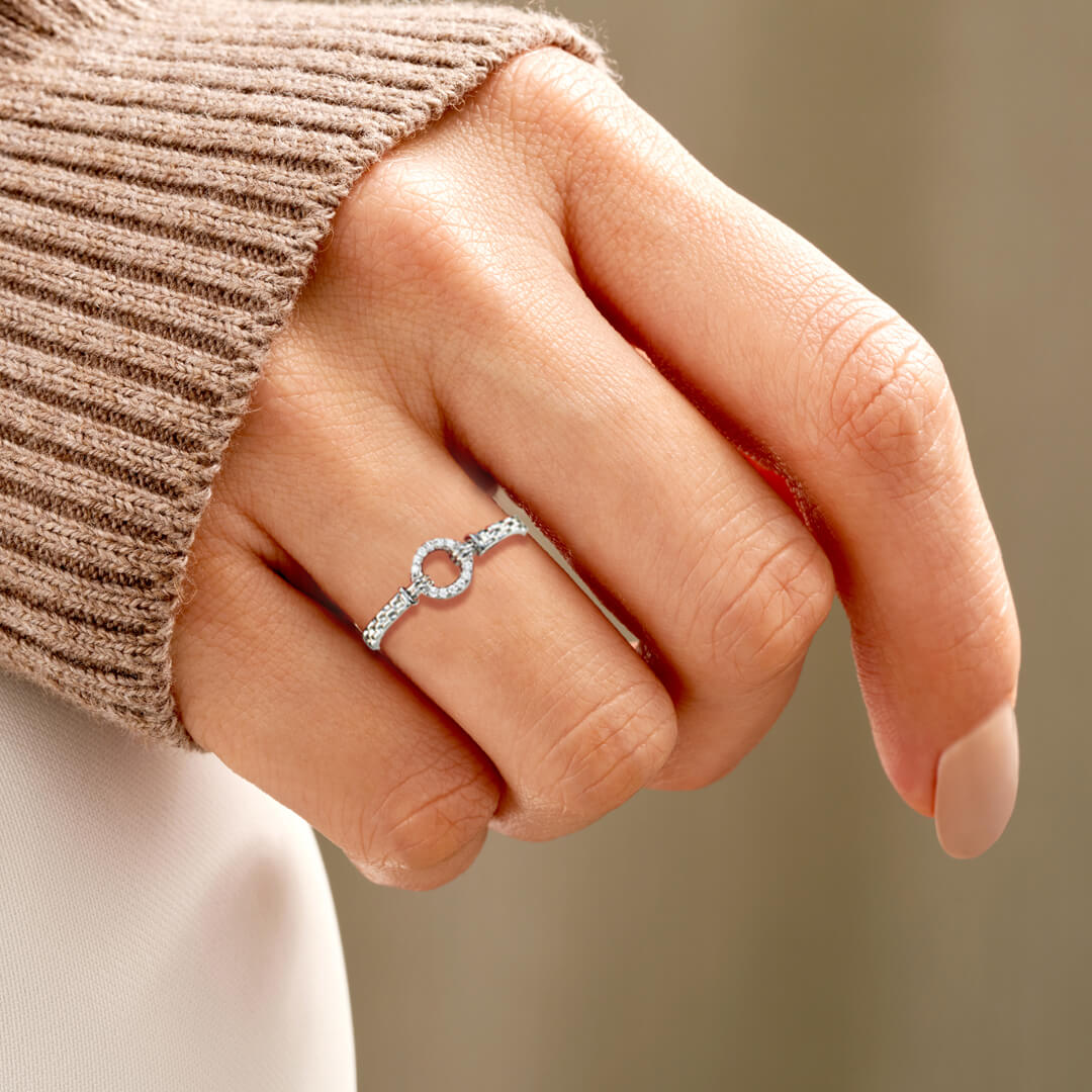 DAINTY PAVE CIRCLE RING-DEAR DAUGHTER LIFE IS A CIRCLE OF GOOD TIMES & BAD TIMES