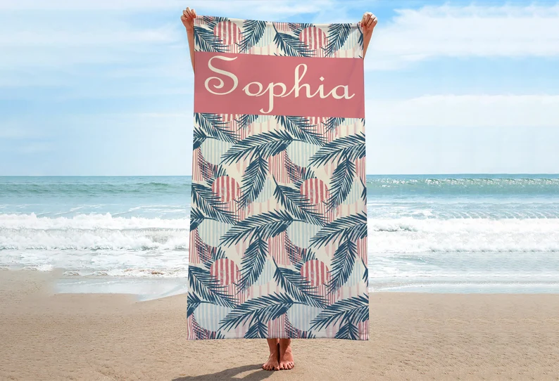 Palm Tree Beach Towels-Colorful Palm Tree Print Beach Towel