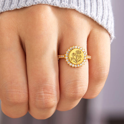 PERSONALIZED FAR AWAY FROM WORRIES FLOWERS RING