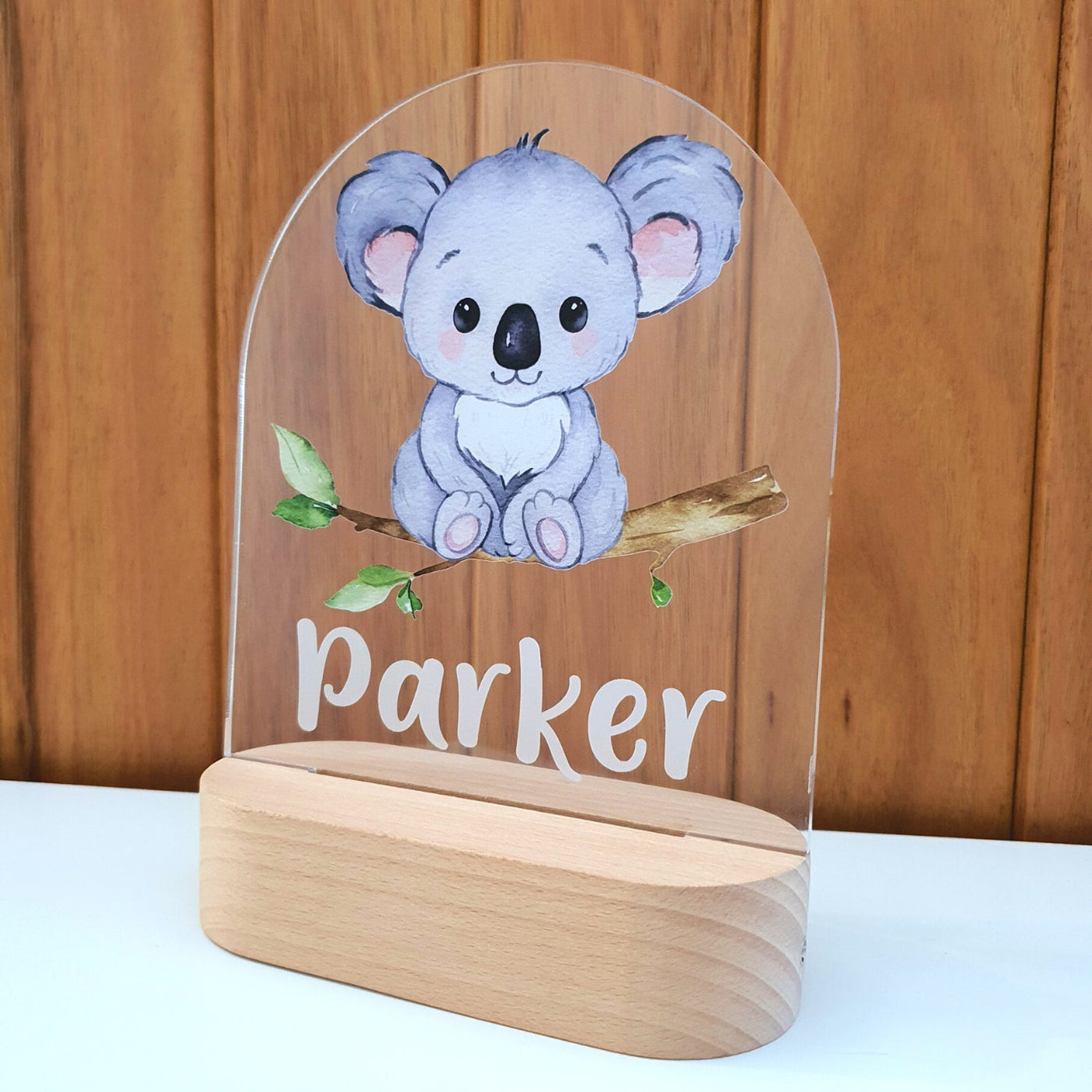 Baby Gift Baptism Gift Christening Gift- Custom Boy or Girl Name Keepsake Light - Australian Animal Koala