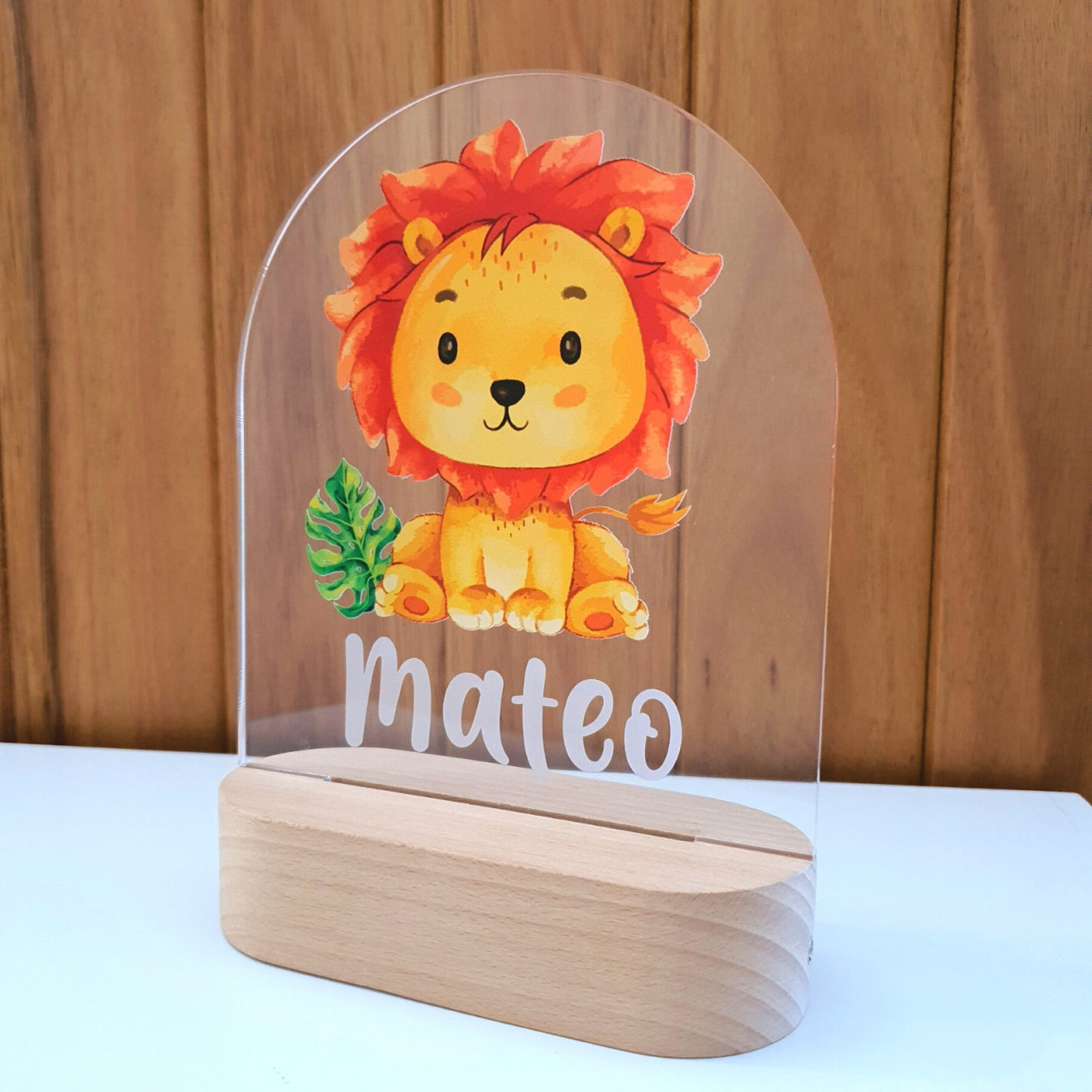Personalised Night Light baby gift - Custom Name Nursery Night Light - Jungle Safari Lion