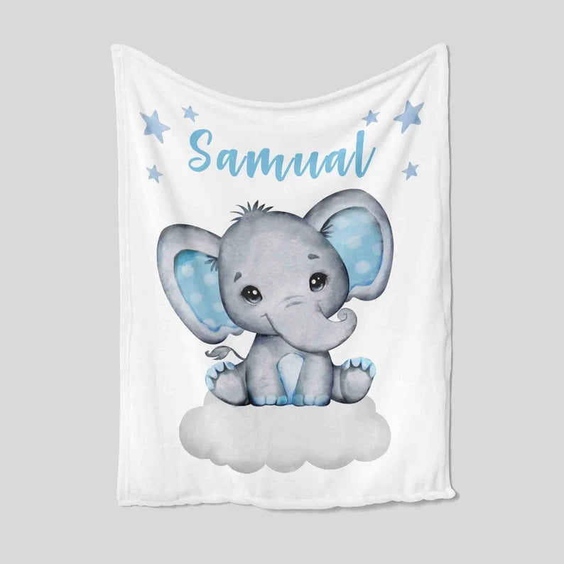 Personalized Name Elephant Blanket