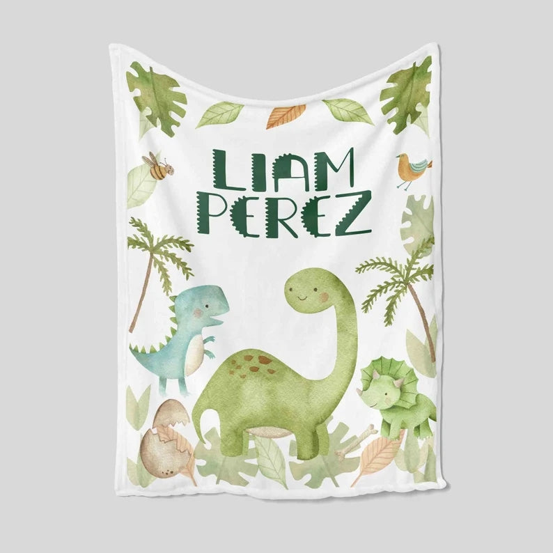 Personalized Name Dinosaur Blanket