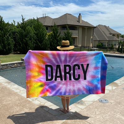 Personalized Tie Dye Beach Towel For Family