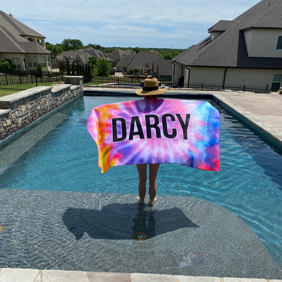 Personalized Tie Dye Beach Towel For Family